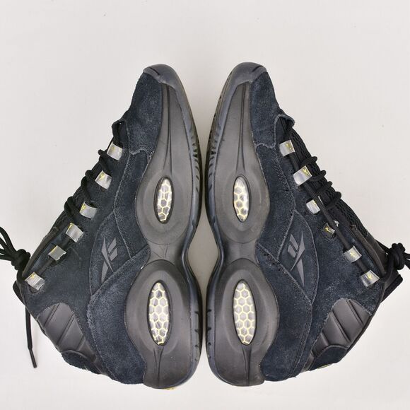 REEBOK KIDS YOUTH 7 QUESTION BASKETBALL SNEAKERS MID BLACK GOLD IVERSON ID9293 - Picture 5 of 12